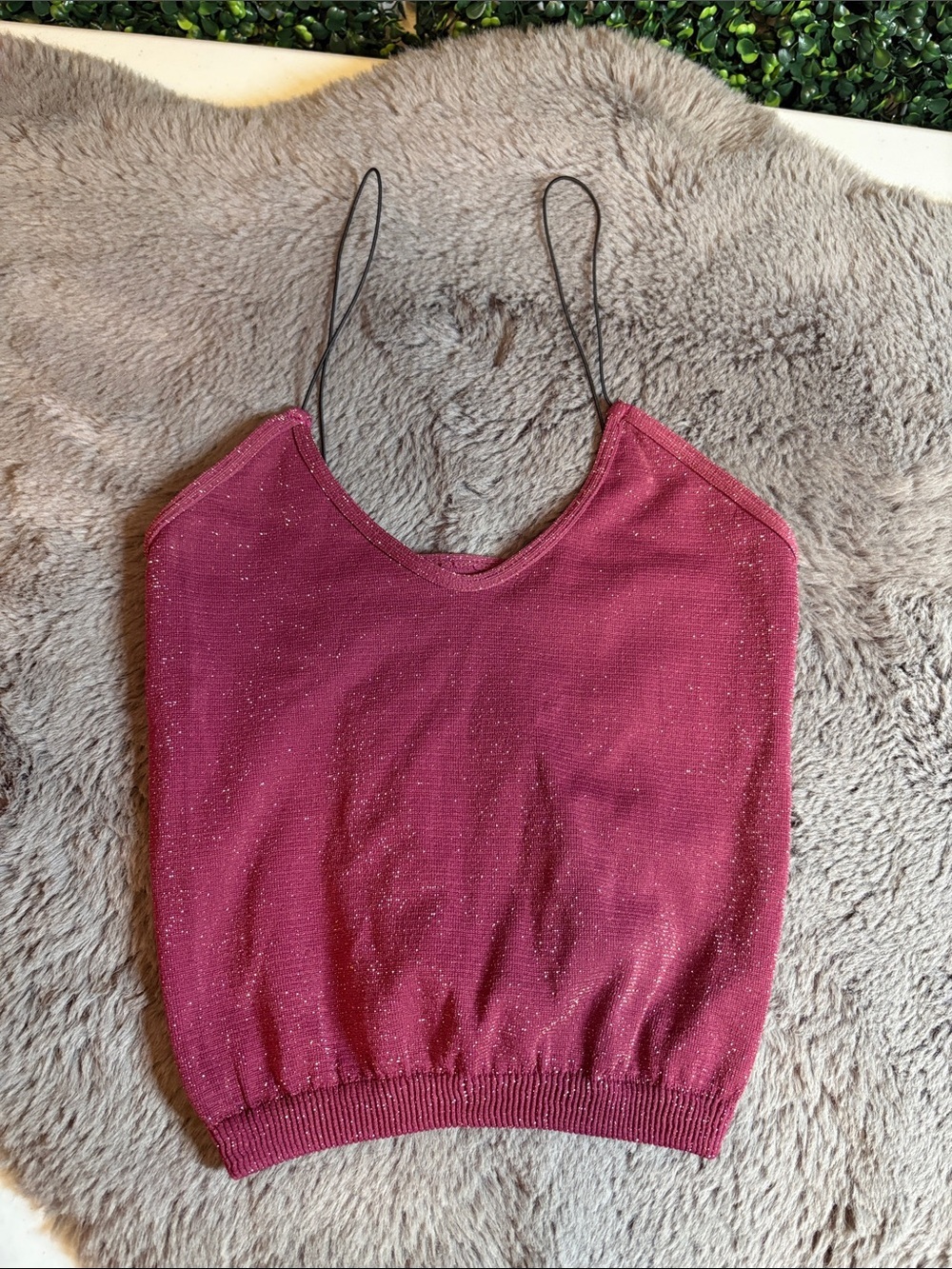Free People Sparkle Wine Knit Cami Size XS